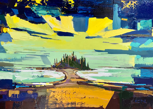 Chrissy Nickerson Double Beaches, Great Spruce Head, Elliot Porter Reinterpreted, 2022 Oil on Canvas 48x36"