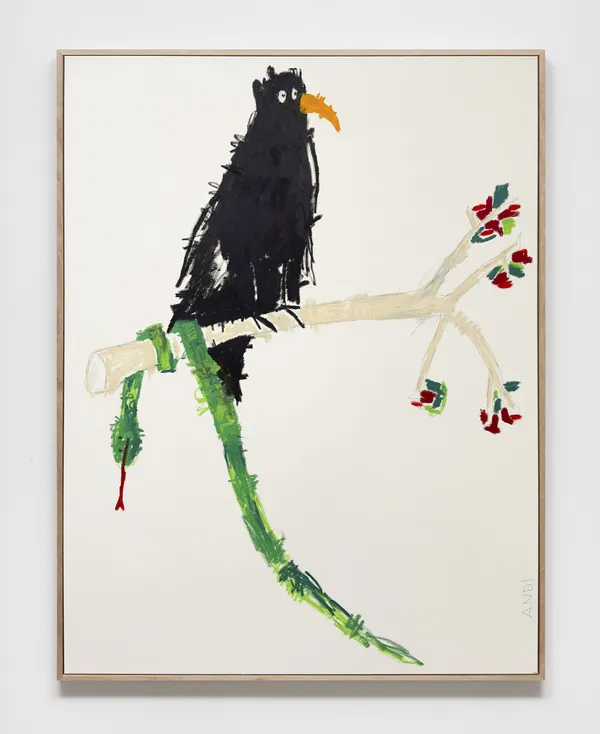 Andi Fischer TENSION NOTICEABLE, 2025 oil stick, pencil on canvas 215 x 165 cm, 219 x 169 x 5 cm artist frame