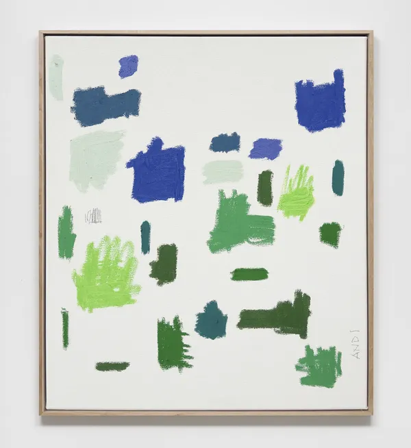 Andi Fischer ENORM CROP, 2025 oil stick, pencil on canvas 70 x 60 cm, 73 x 63 x 4 cm artist frame