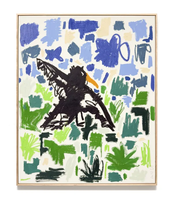 Andi Fischer ERNEUTE SUCHE, 2026 oil stick, pencil on canvas 110 x 90 cm, 113 x 93 x 3.5 cm artist frame