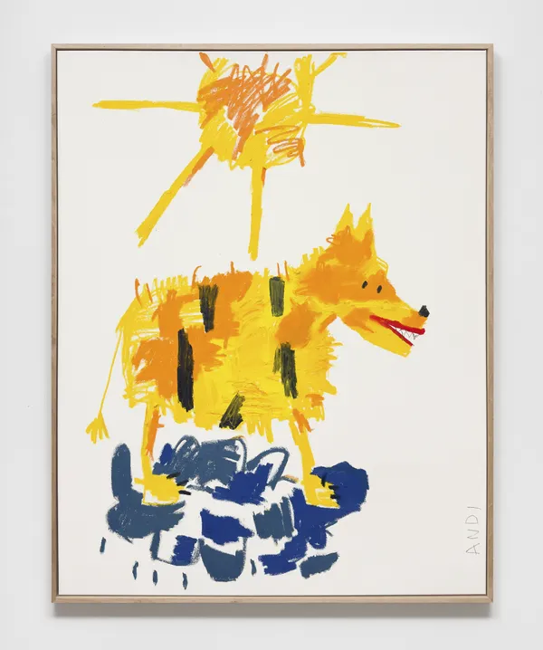 Andi Fischer STRONG BREAKTHROUGH ACHIEVED, 2025 oil stick, pencil on canvas 140 x 110 cm, 143 x 113 x 3.5 cm artist frame