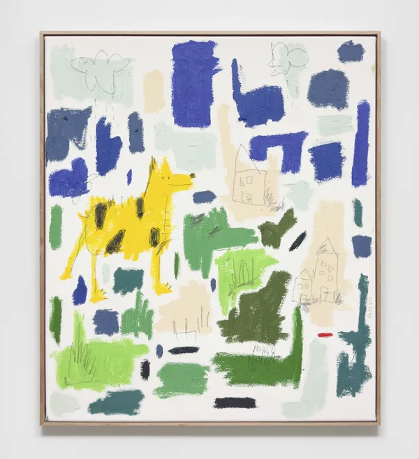 Andi Fischer AHA SEARCH THERE, 2026 oil stick, pencil on canvas 70 x 60 cm, 73 x 63 x 4 cm artist frame