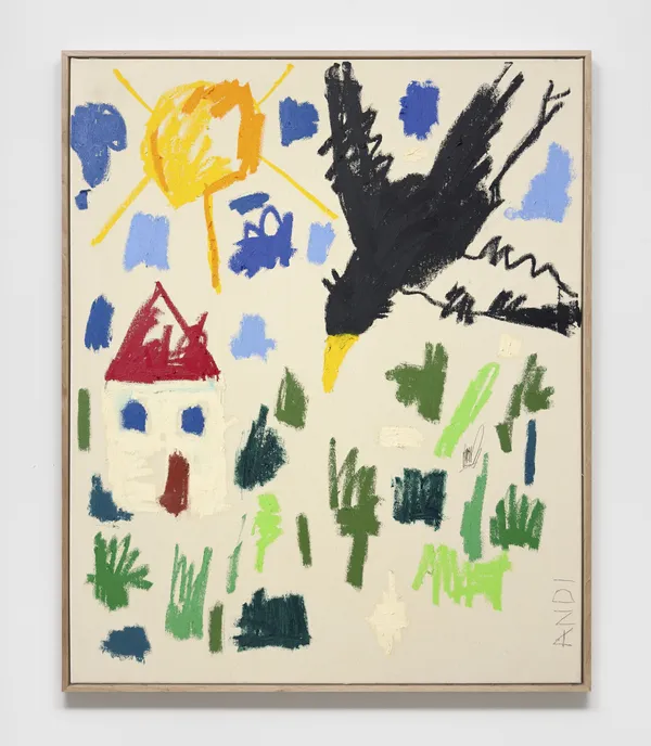 Andi Fischer CLEAR NATUR THERE , 2026 oil stick on canvas 110 x 90 cm, 113 x 93 x 3.5 cm artist frame