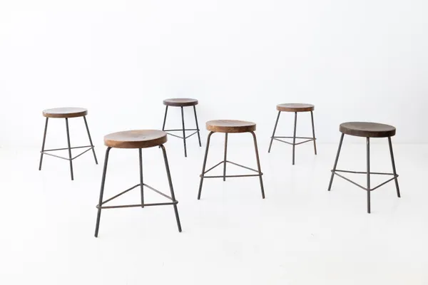 Pierre Jeanneret, Set of Six Stools, c.1955