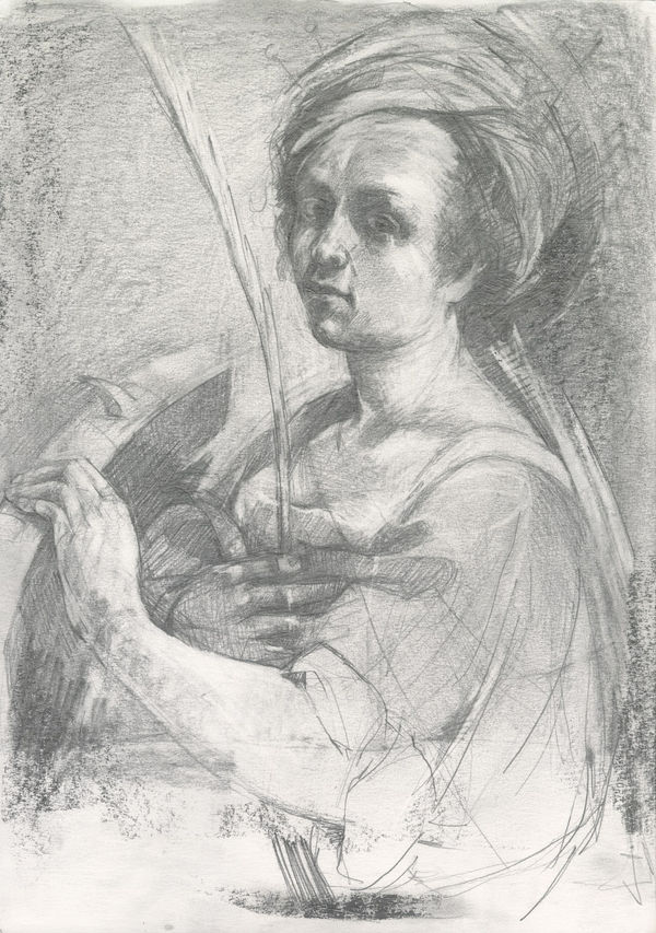 Carol Peace, National Gallery - after Artemisia Gentileschi Self - Portrait as Saint Catherine of Alexandria , 2025