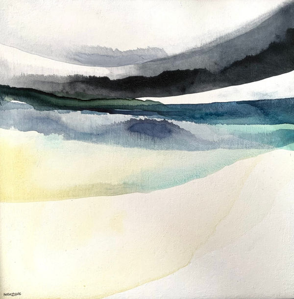 Peter Davis RSW Fjora Watercolour & ink on canvas 30 x 30 cm Framed 33 x 33 cm