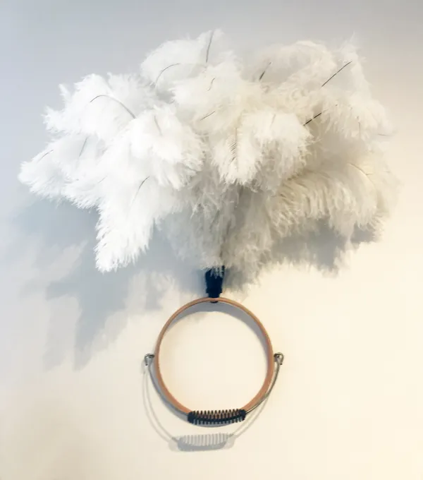 David Blyth Cabaret Bride Feathers, wood & metal 65 x 55 cm