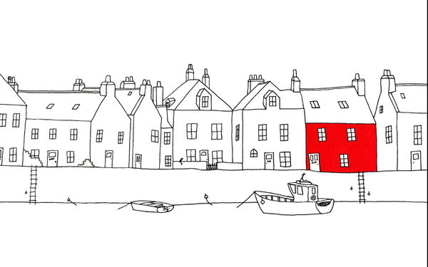 John Glynn Wailing Wall Ink on paper 16 x 34 cm Framed 35 x 53 cm