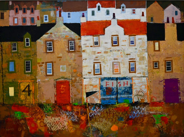 George Birrell Lace Curtains Oil on plywood 45 x 60 cm Framed 65 x 80 cm