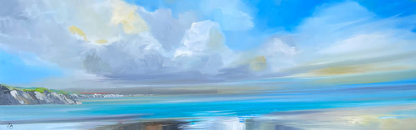 Rosanne Barr Shifting Clouds Over the Bay Oil on canvas 40 x 120 cm Framed 60 x 140 cm