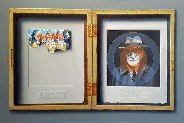 Phil McLoughlin A Word to the Wise Oil on wood panel 76 x 51 cm Framed