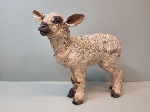 Lesley D McKenzie Lamb II Raku fired ceramic