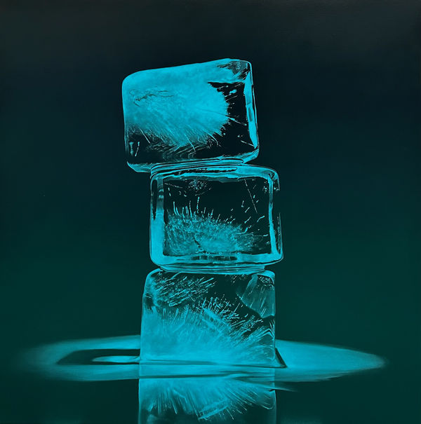 Painting of blue ice cubes