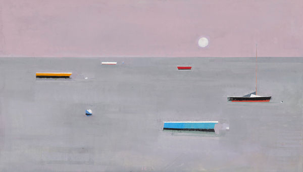 Abstracted scene of boats in water