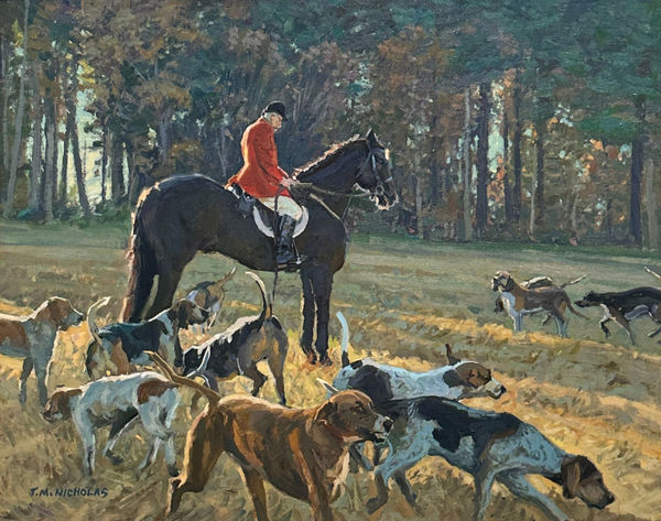 T.M. Nicholas (b. 1963), The Huntsman and his Hounds