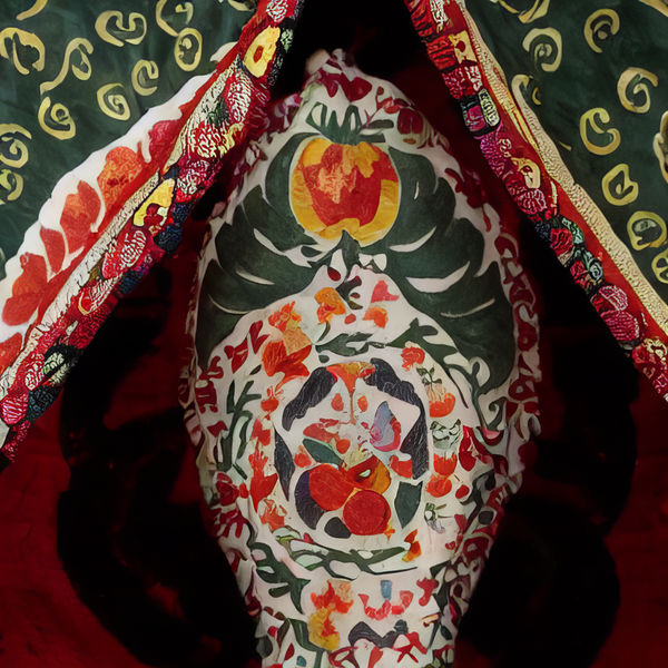 Aziza Kadyri, AI Suzani series: Self-exoticisation Archives III, video still I, 2023