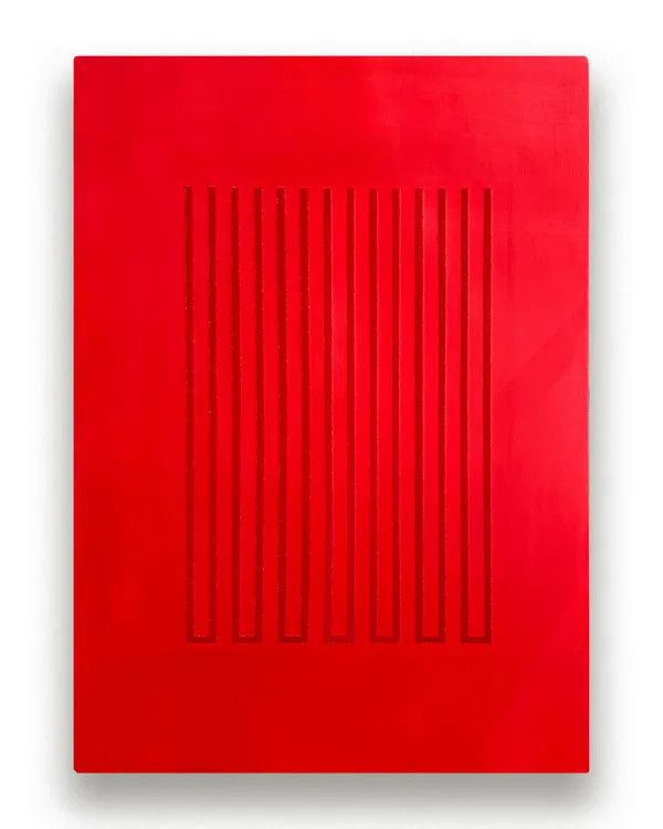 Hoa Dung Clerget, Embroidery (Judd), Red, Number 2, 2019-2020