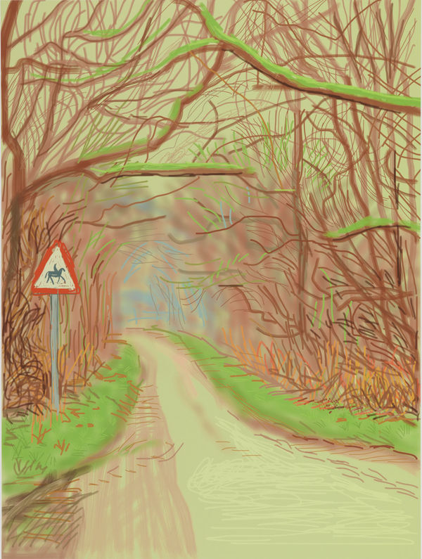 David Hockney Arrival of Spring in Woldgate, East Yorkshire, 14 March, 2011, 2011 iPad drawing printed on paper 55" x 41.5" In Edition of 25