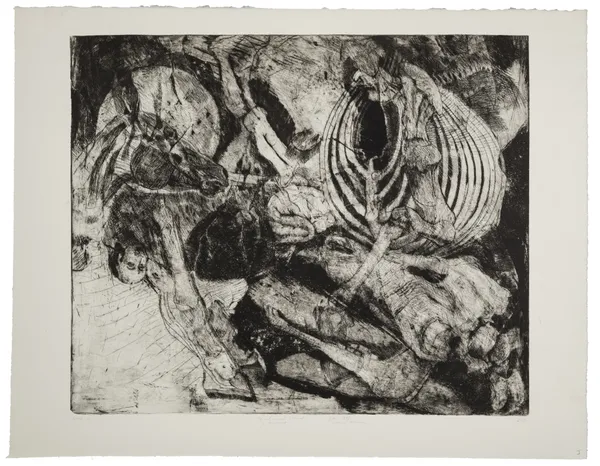 Therese Eisenmann, Pferd und Mond - Pferd im Mond, Blatt IV, 2. Zustand, I/3, Jänner 1998