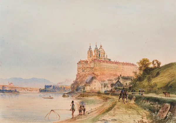 Rudolf von Alt Melk Abbey from the West, early 1840s watercolour on paper 15,2 x 21,6 cm signed on the lower right: "R Alt"