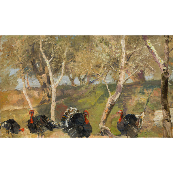 Marie Egner, Truthähne im Olivenhain, um 1900/04
