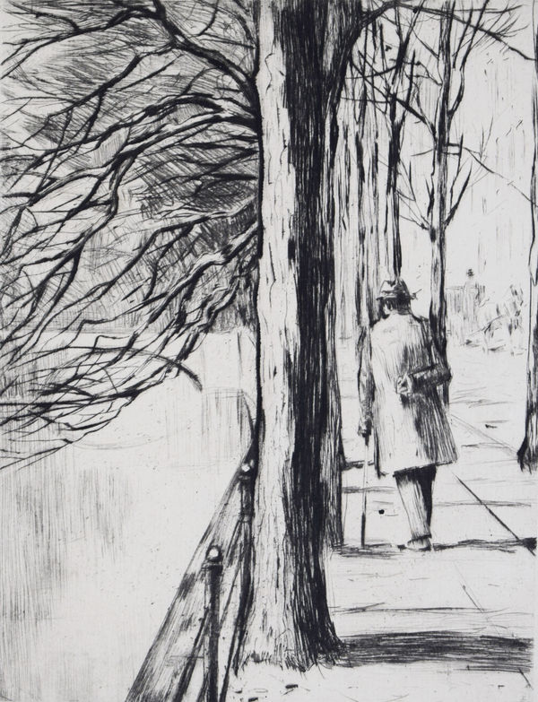 LESSER URY, Walk Along the Landwehr Canal, from: Berlin Impressions, 1924 | Spaziergänger am Landwehrkanal: Berliner Impressionen, 1924