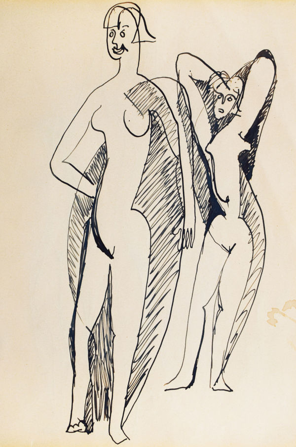 ERNST LUDWIG KIRCHNER, Two Standing Nudes/ Four Figures | Zwei Stehende Akte / Vier Figuren, circa 1932-34