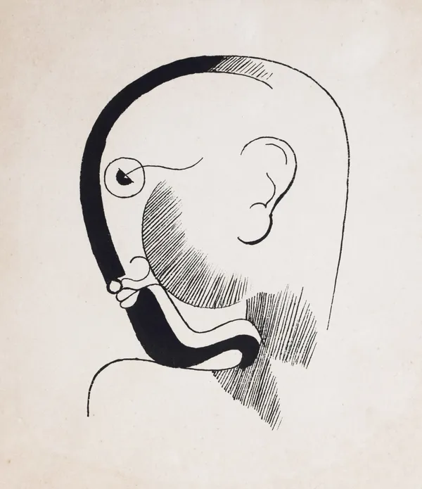OSKAR SCHLEMMER, Head in profile with Black Contours | Kopf im Profil, mit Schwarzer Kontur, 1920/21