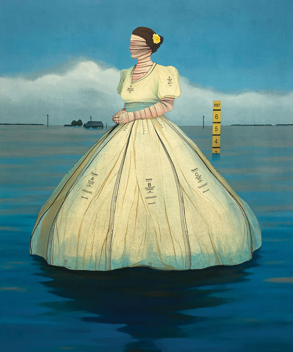 John Westmark acrylic and sewing pattern women standing on water available at Gilman Contemporay