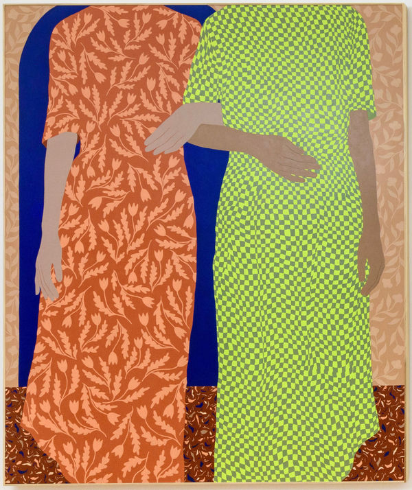 McNall Carmen McNall painting wood carving women with textile