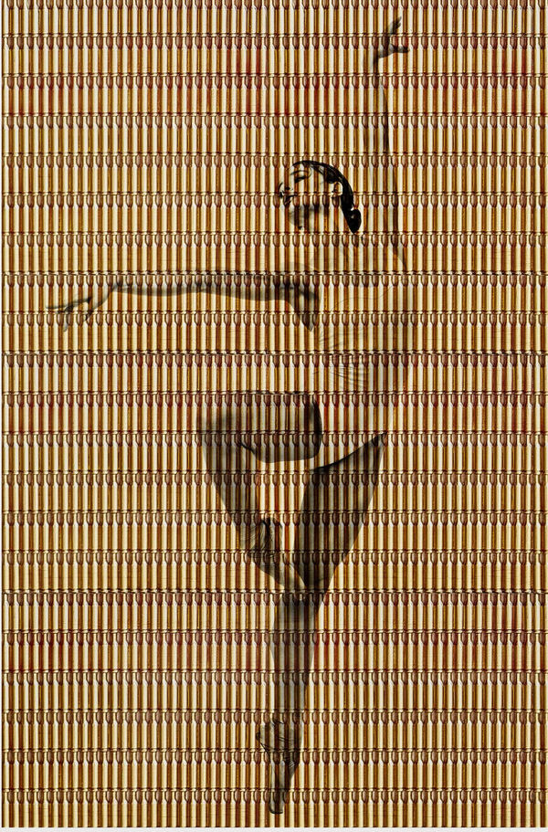 Felipe Jacome photograph ukranian ballerina printed on bullet casings view at Gilman Contemporary