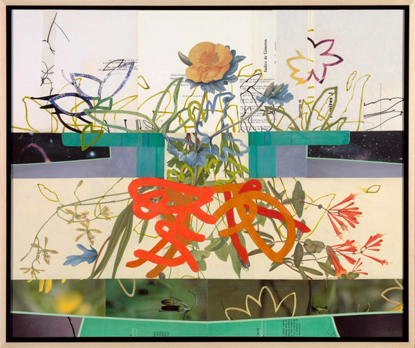 Frances McCormack botanical collage on panel available at Gilman Contemporary