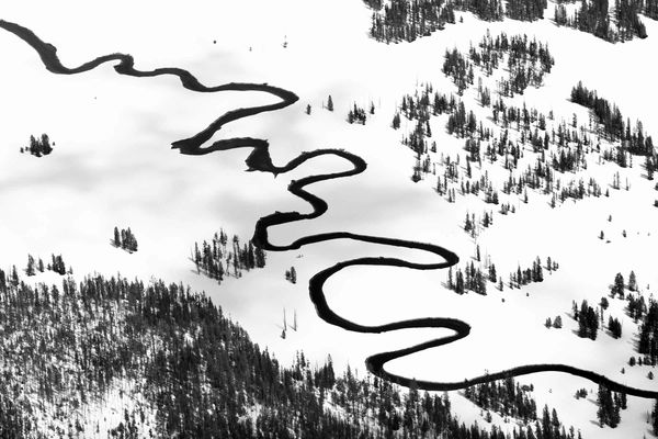 aerial winter photograph Tuck Fauntleroy buy here Sun Valley art gallery Gilman Contemporary