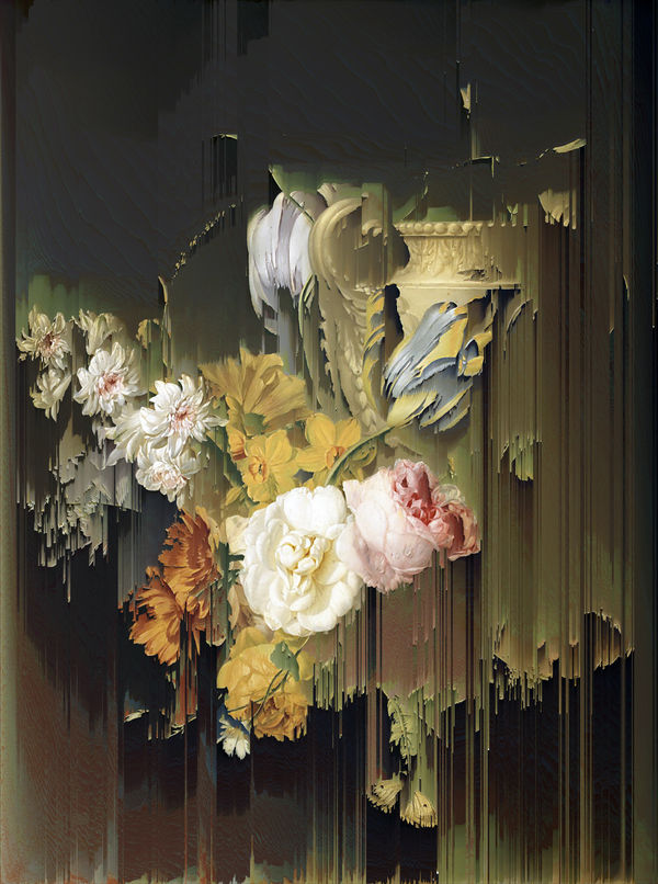 New Order Flowers by a Stone Vase (after Peter Faes, 1786), 2021 Glicée on canvas 75 x 56 cm 29 1/2 x 22 1/2 in