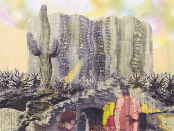 Rented Reality, 2004 Financial Times newspaper, acrylic, spray paint and ink on canvas 75 x 100 cm 29 1/2 x 39 1/2 in