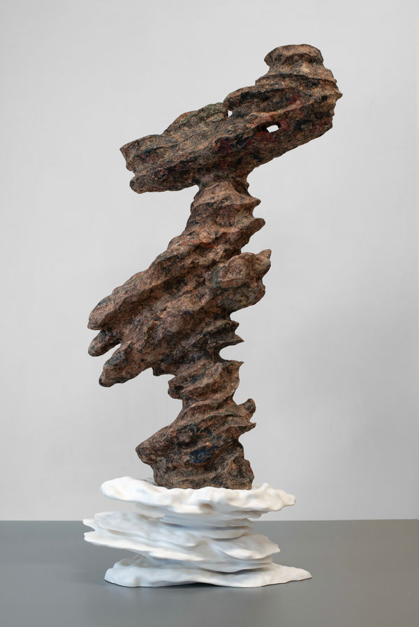 Thucydides Trap, 2023 Financial Times newspaper, wood glue, and polystyrene on thermoplastic polymer 125 x 55 x 34 cm 49 x 21 1/2 x 13 1/2 in