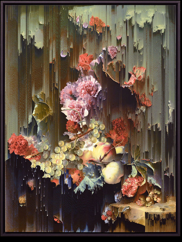 New Order Fruit Piece (after Jan van Huysum, c. 1722), 2022 Giclée on canvas 120 x 90 cm 47 1/2 x 35 1/2 in