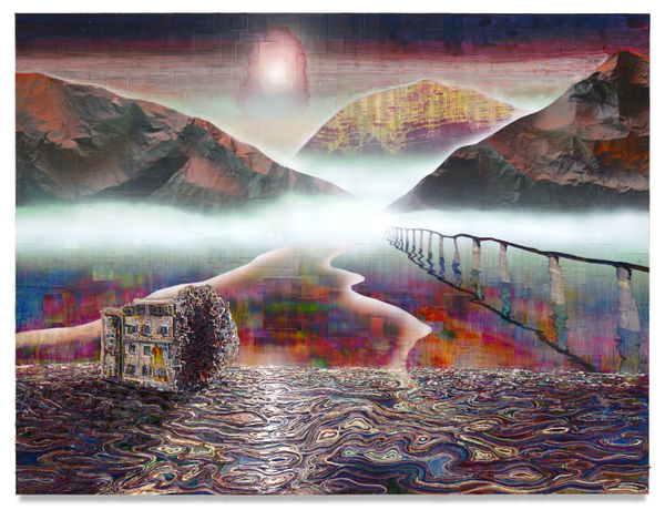 Roof of the World, 2019 Financial newspaper, archival inkjet and acrylic on canvas 150 x 200 cm 59 1/2 x 78 1/2 in