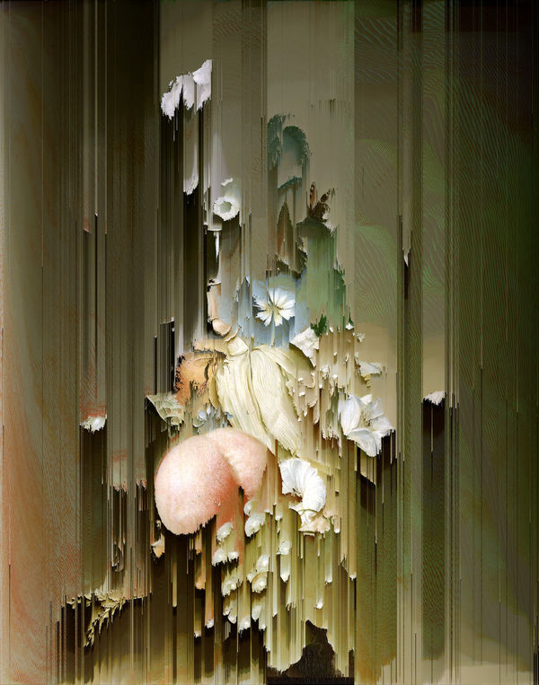 New Order Still Life with Flowers and Fruit (after Jan Evert Morel I, 1800-1808), 2021 Glicée on canvas 70 x 55 cm 27 1/2 x 21 1/2 in