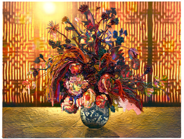 Sleeper Awakes, 2013 Financial newspaper, archival inkjet, acrylic and sand on canvas 150 x 200 x 5 cm 59 1/2 x 78 1/2 x 2 in