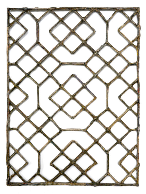 Hankow Hupeh 1850, 2019 Financial newspaper, acrylic gel and bamboo