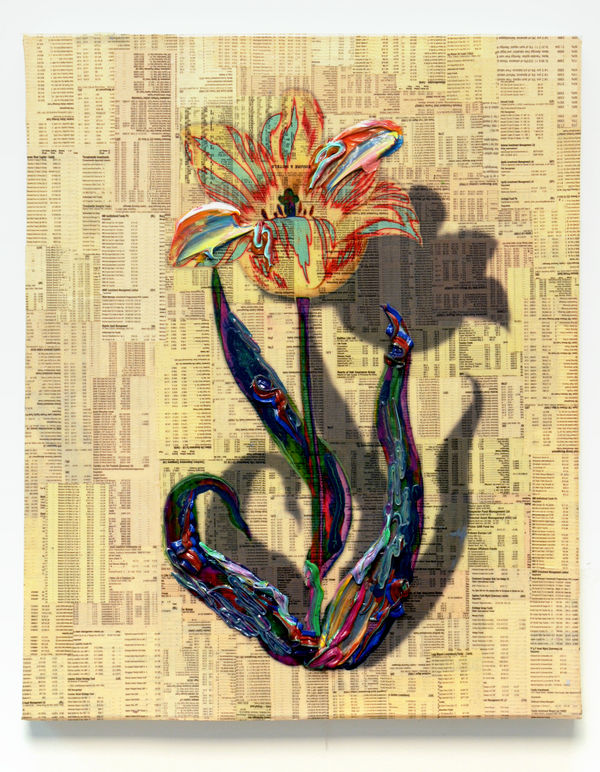 Tulipmania #4, 2012 Financial newspaper, archival inkjet and acrylic on canvas