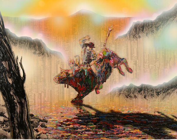 Dawn Break, 2012 Financial newspaper, archival inkjet, acrylic on canvas 150 x 200 x 5 cm 59 x 78 1/2 x 2 in