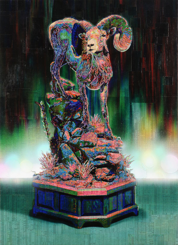 Ram Trophy, 2010 Financial newspaper, archival inkjet, acrylic on canvas 141 x 100 cm