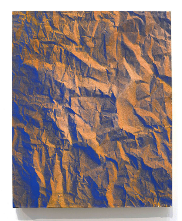 Ground Zero (Screw #1), 2014 Financial newspaper collage, acrylic on canvas and board 50 x 40 cm 19 1/2 x 16 in