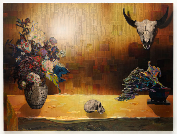 Still Life, 2011 Financial newspaper, archival inkjet and acrylic on canvas 150 x 200 x 5 cm 59 1/2 x 78 1/2 x 2 in