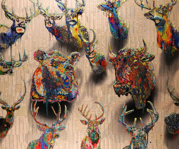 Endgame 4, 2009 Financial newspaper and acrylic on canvas 153 x 218 x 5 cm