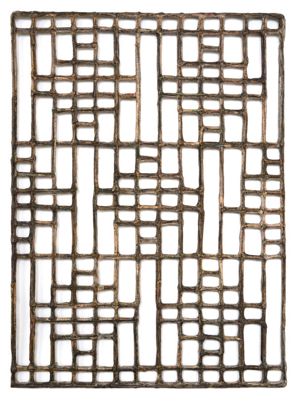 Szechwan Shop 1750《四川店 1750》, 2019 Financial newspaper, acrylic gel and bamboo 83 x 58.5 cm