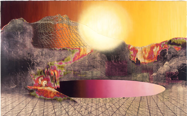 The Morning Hymn, 2007 Financial newspaper, ink, acrylic on canvas 76 x 122 cm