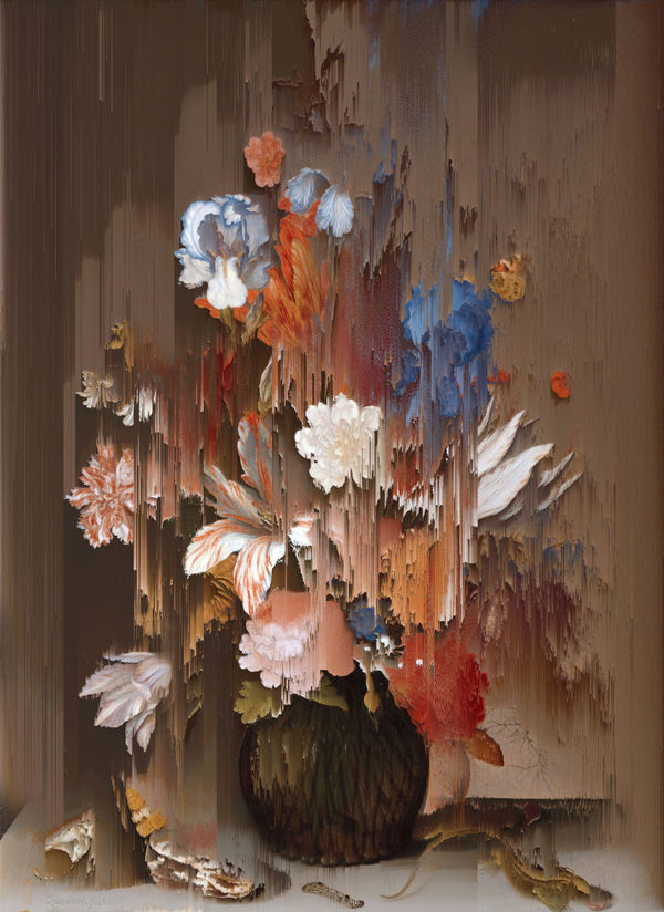 New Order Still Life with Flowers (after Balthasar van der Ast, c1625-1630), 2021 Glicée on canvas 73 x 52.5 cm 28 1/2 x 20 1/2 in